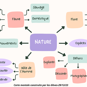Carte mentale en amont du projet de carnet nature réalisée avec les élèves