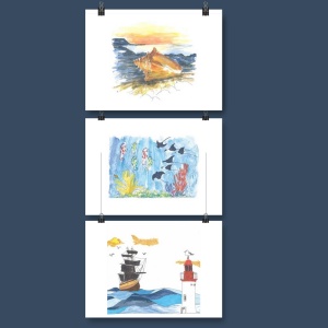 Lot de 3 cartes Marines