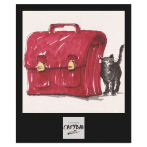 Carte Chat et cartable rouge